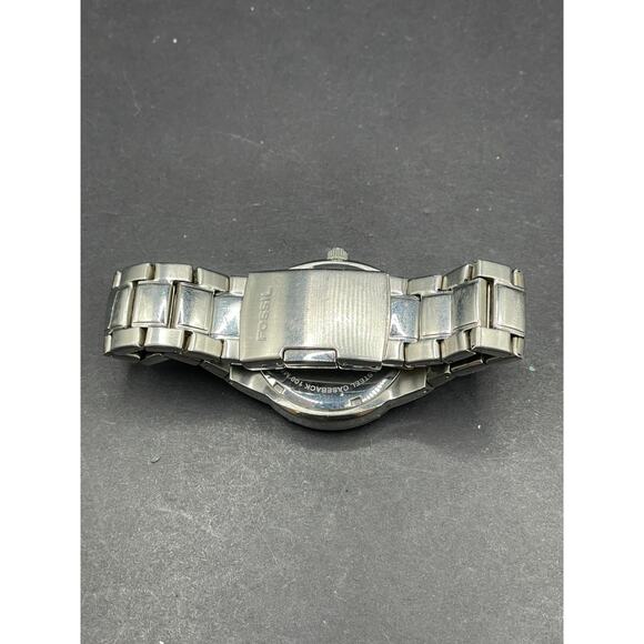 Fossil Casual 100 m (10 ATM) Water Resistance Wristwatches  Vintage Fossil PR-5332 100Meters Date Watch Silver Tone Black Dial 39.4mm